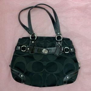 AUTHENTIC Black Sateen Coach Signature Carly Bag